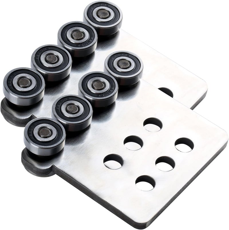 Fuperoo 8 Wheel Trolley Assembly Rollers.Bearing Trolley Assembly.Stainless Steel.The top of The Trolley has Room for Set Screws, Allowing The use of a 1-5/8" high Strut Channel - Image 1